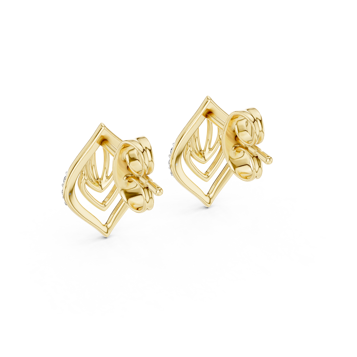 Round Pave Leaf Motif Lab Grown Diamond Earring