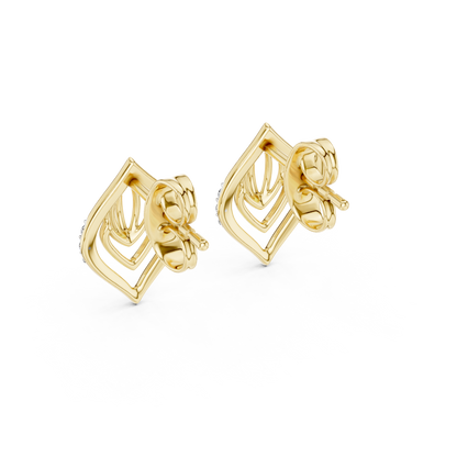 Round Pave Leaf Motif Lab Grown Diamond Earring