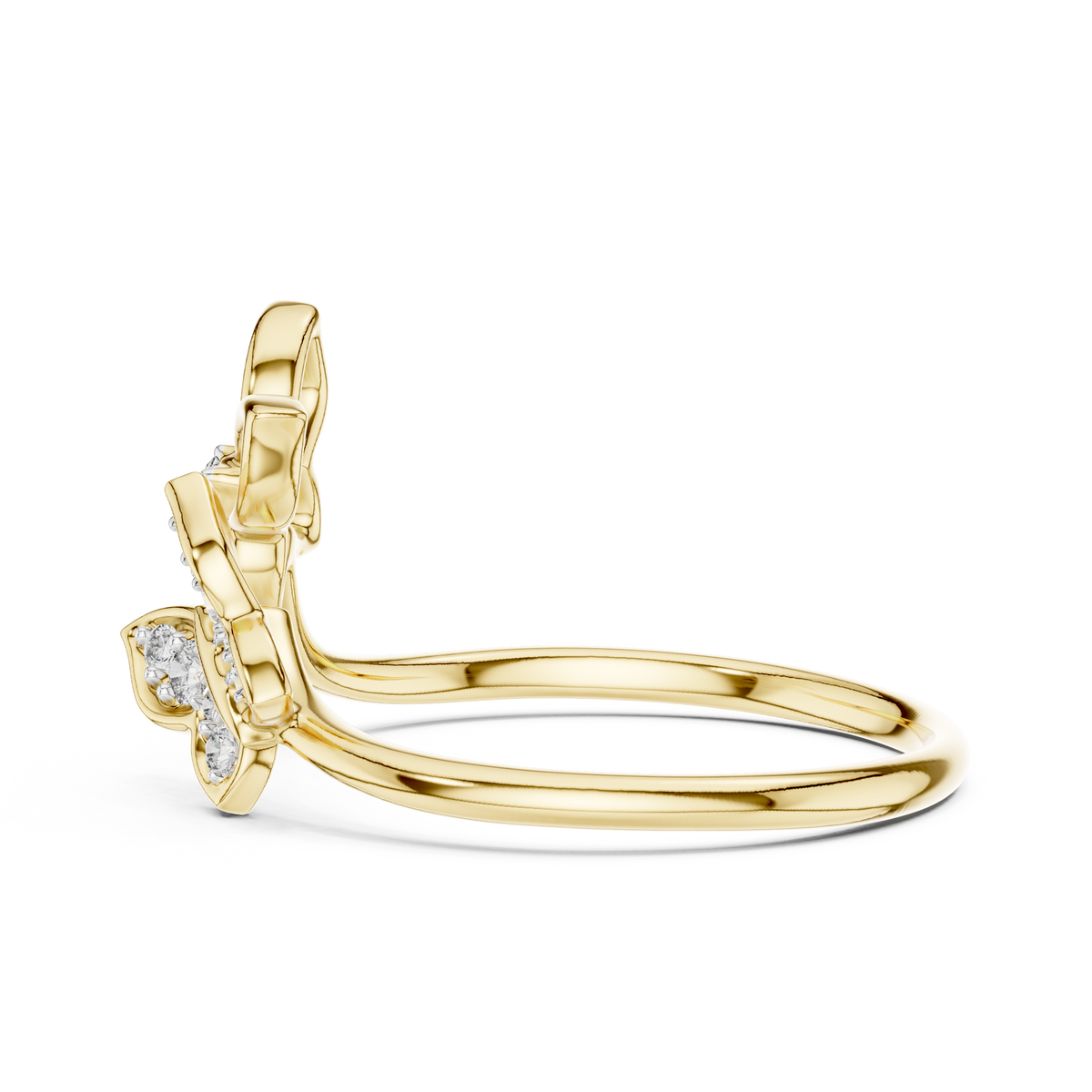 Dual Butterfly Pave Set Lab Grown Diamond Ring