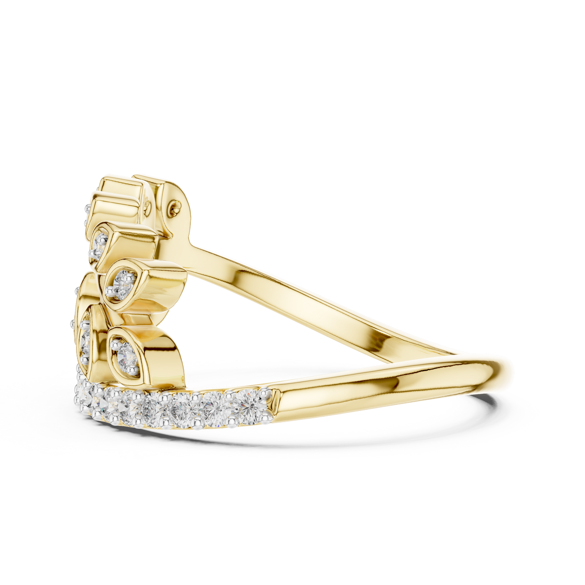 Botanical Leaf Branch Pave Set Lab Grown Diamond Ring