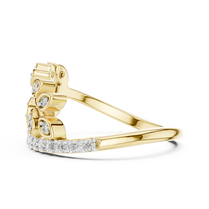 Botanical Leaf Branch Pave Set Lab Grown Diamond Ring