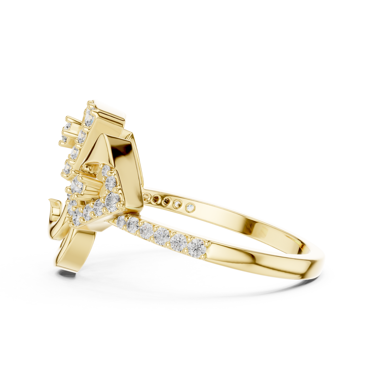 Multi-Geometric Pave Set Lab Grown Diamond Ring