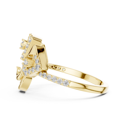 Multi-Geometric Pave Set Lab Grown Diamond Ring