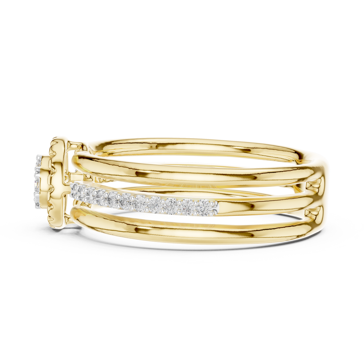 Multi Band Halo Center Pave Set Lab Grown Diamond Ring
