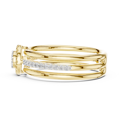 Multi Band Halo Center Pave Set Lab Grown Diamond Ring