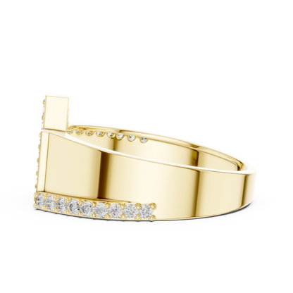 Asymmetrical Four Vertical Pave Bar Offset Trim Lab Grown Diamond Ring
