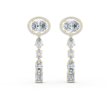Oval Halo and Mixed-Cut Lab-Grown Diamond Drop Earrings