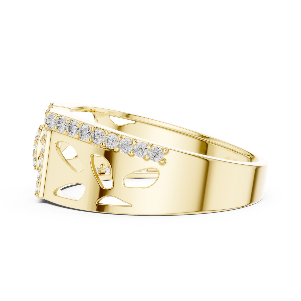 Geometric Butterfly Openwork Center Pave Bar Lab Grown Diamond Ring