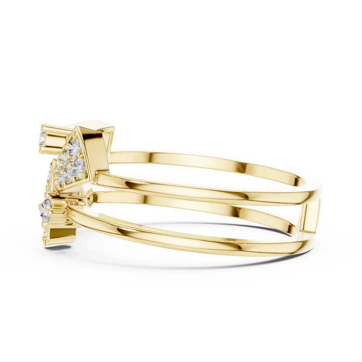 Double Band Geometric Pave Set Lab Grown Diamond Ring