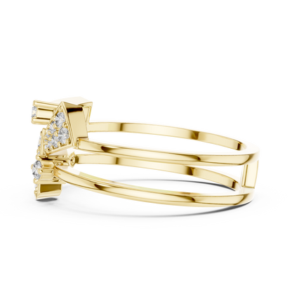 Double Band Geometric Pave Set Lab Grown Diamond Ring