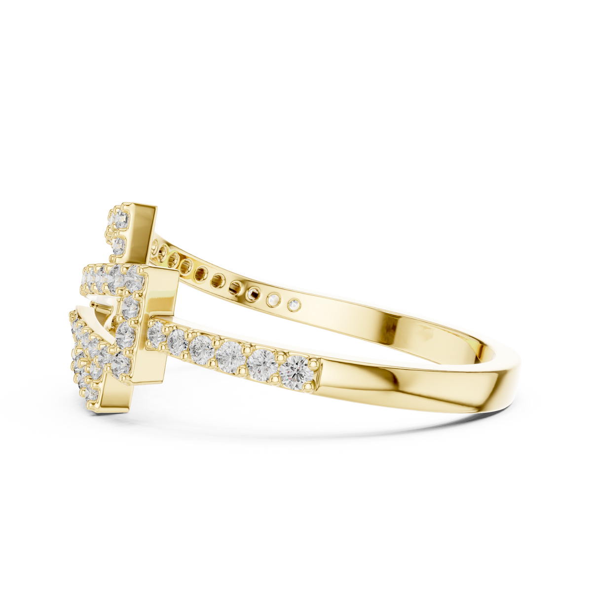 Geometric Pave Lab Grown Diamond Ring