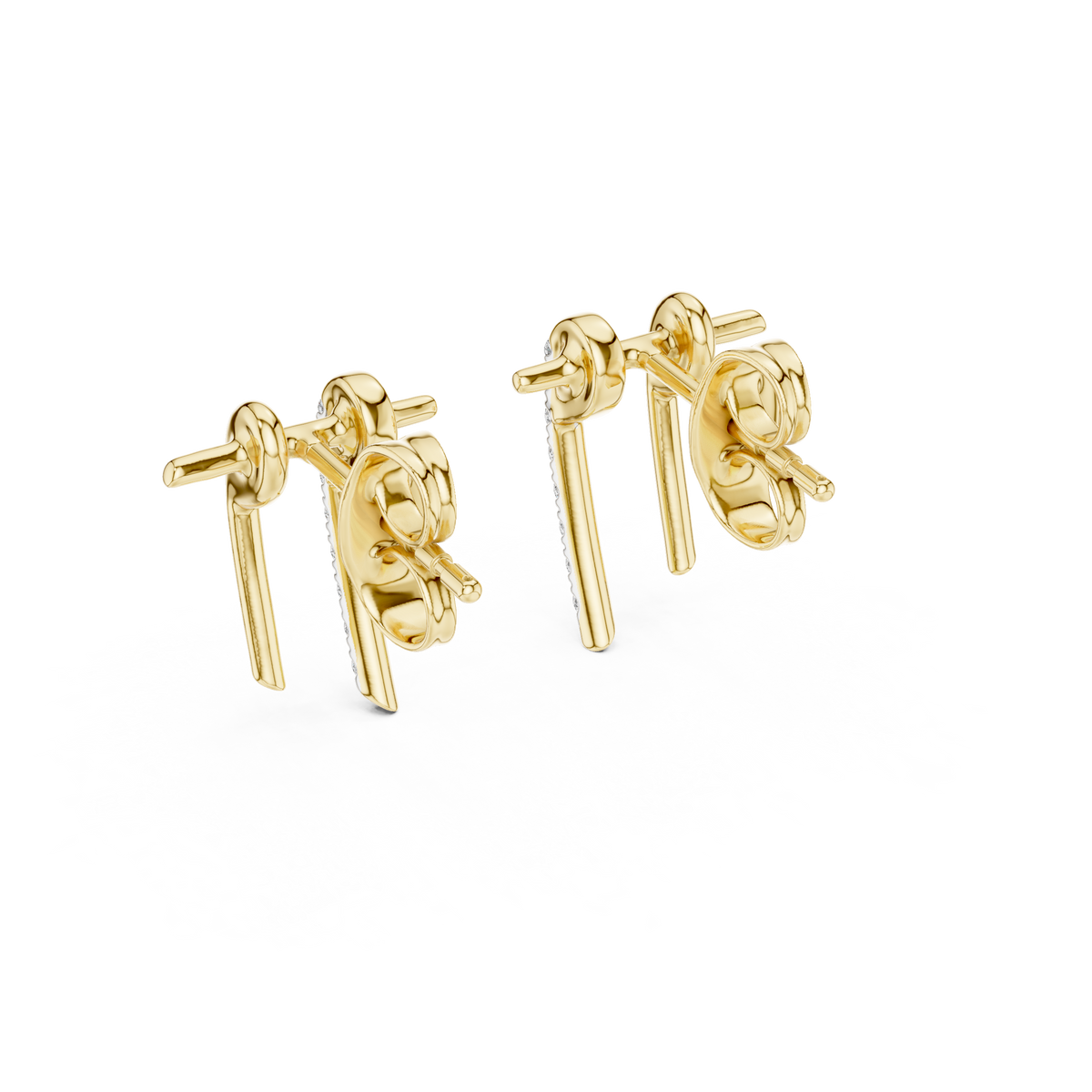 Round Pave Lab Grown Diamond Bar Earring