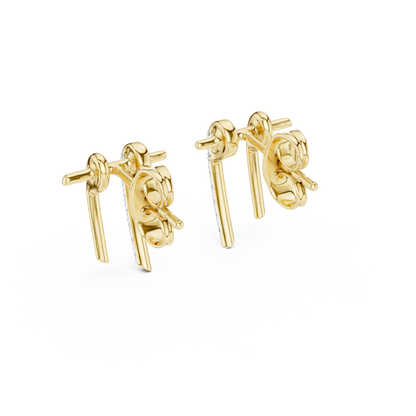 Round Pave Lab Grown Diamond Bar Earring
