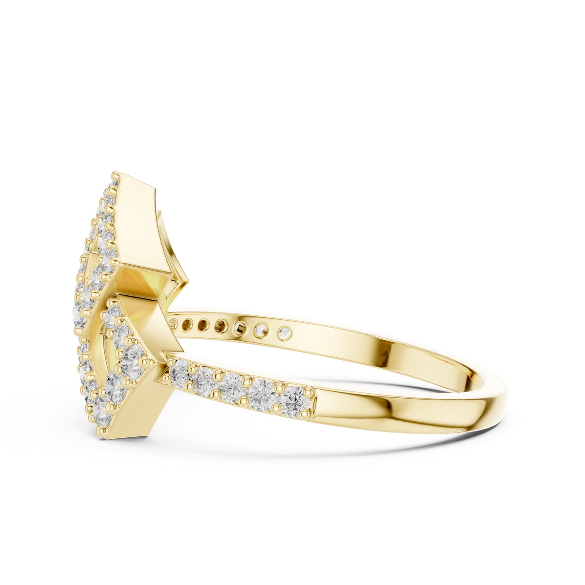 Square Pave Floral Crest Lab Grown Diamond Ring