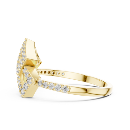 Square Pave Floral Crest Lab Grown Diamond Ring