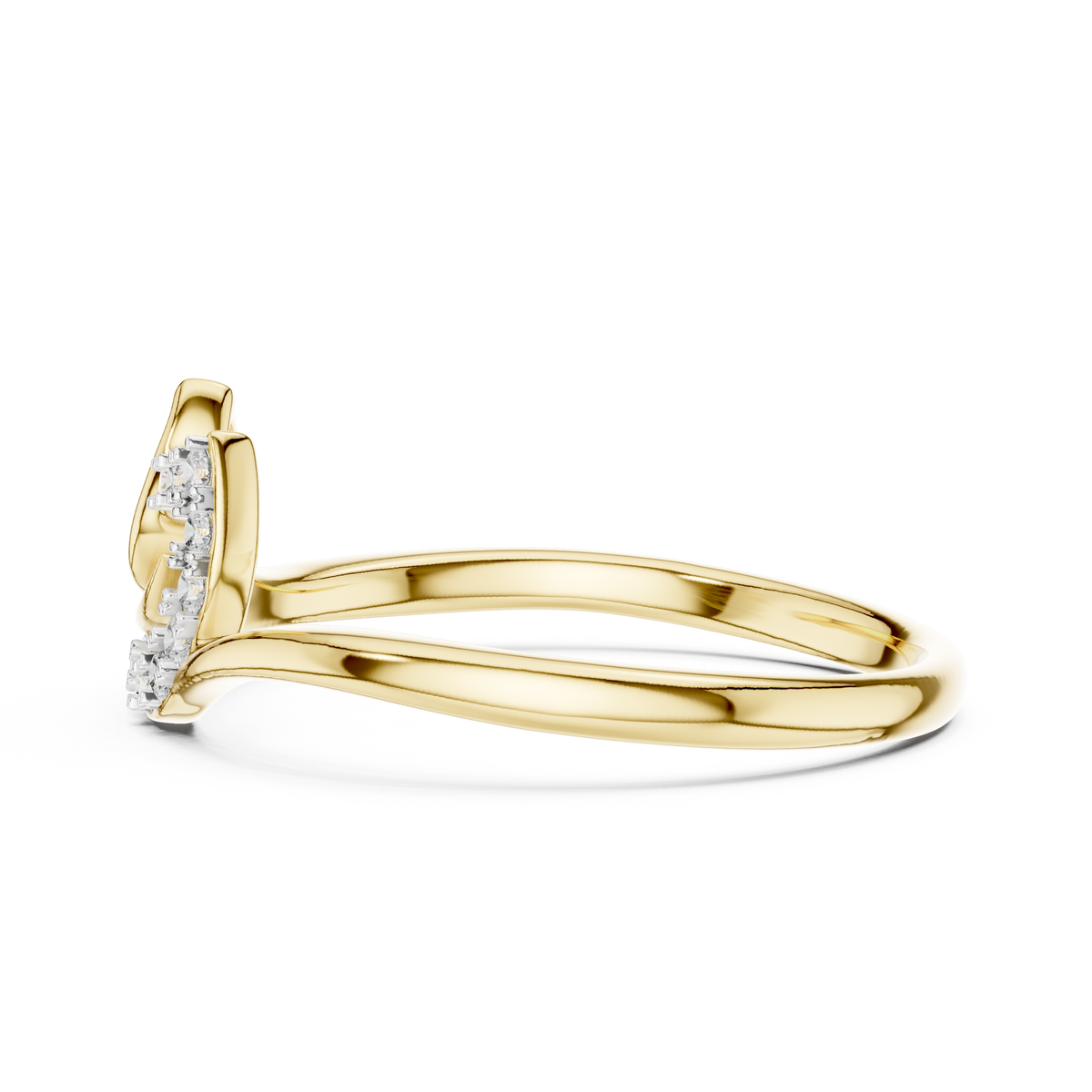 Swirl Leaf Contour Pave Set Lab Grown Diamond Ring