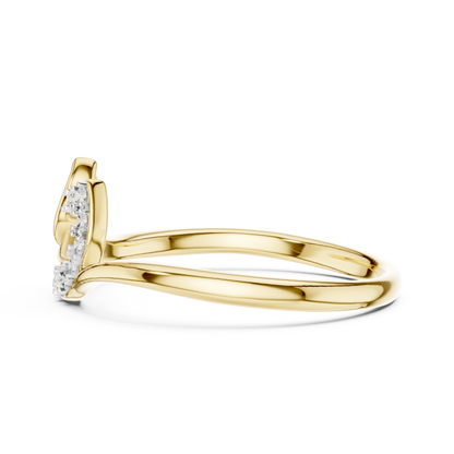 Swirl Leaf Contour Pave Set Lab Grown Diamond Ring