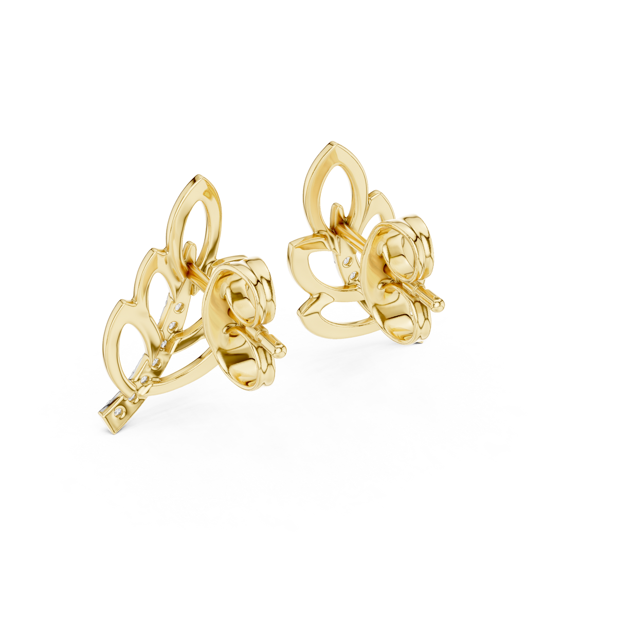 Round Cut Leaf Pave Lab Grown Diamond Earring