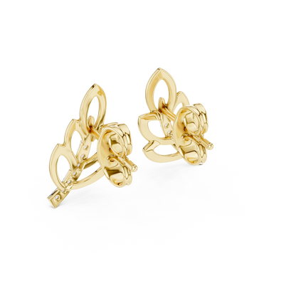 Round Cut Leaf Pave Lab Grown Diamond Earring