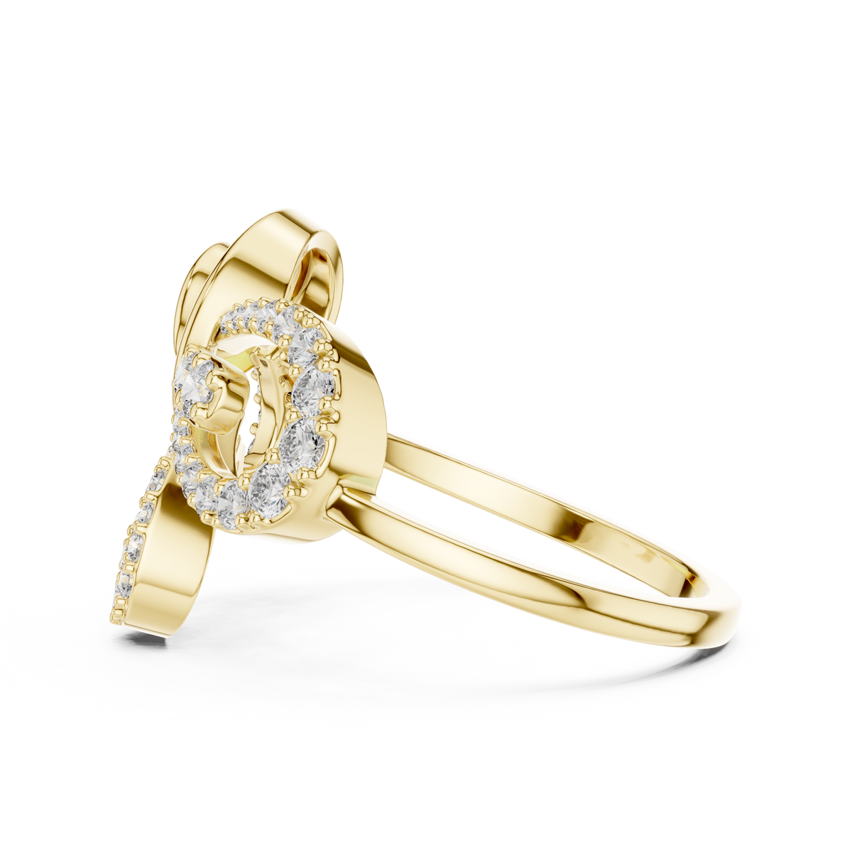 Asymmetrical Abstract Swirl Pave Petal Lab Grown Diamond Ring