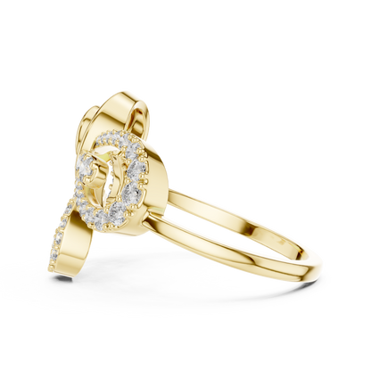 Asymmetrical Abstract Swirl Pave Petal Lab Grown Diamond Ring