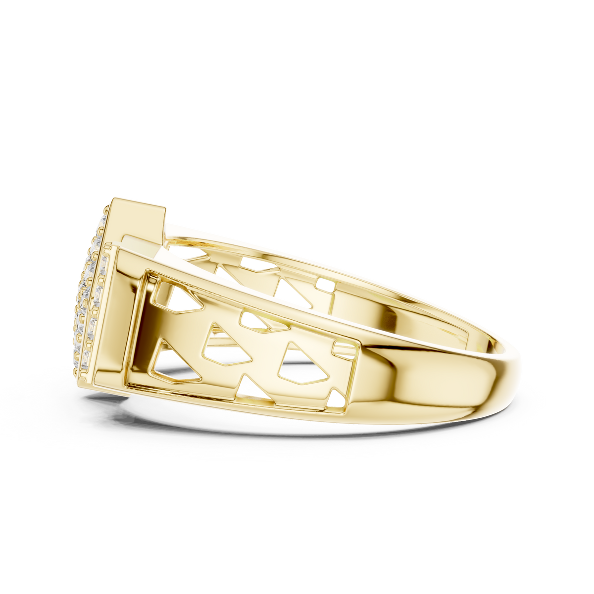 Rhombus Pave Center Openwork Lab Grown Diamond Ring
