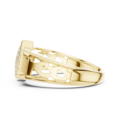 Rhombus Pave Center Openwork Lab Grown Diamond Ring
