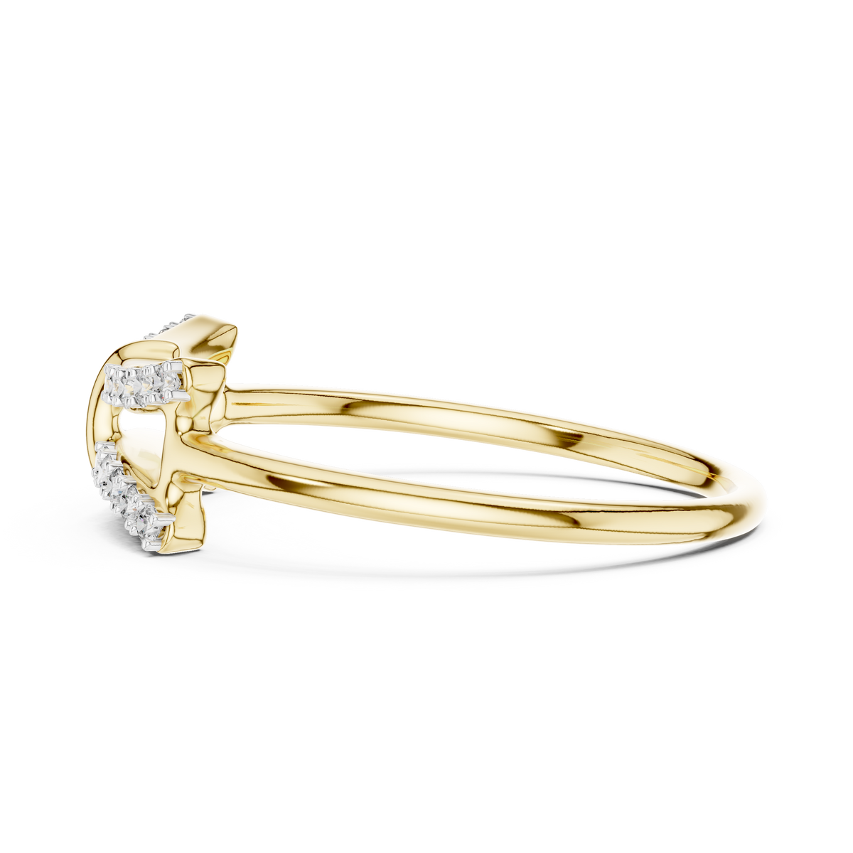 Architectural Double Bar Pave Set Lab Grown Diamond Ring