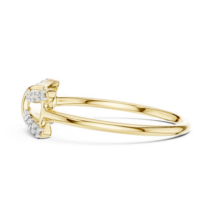 Architectural Double Bar Pave Set Lab Grown Diamond Ring