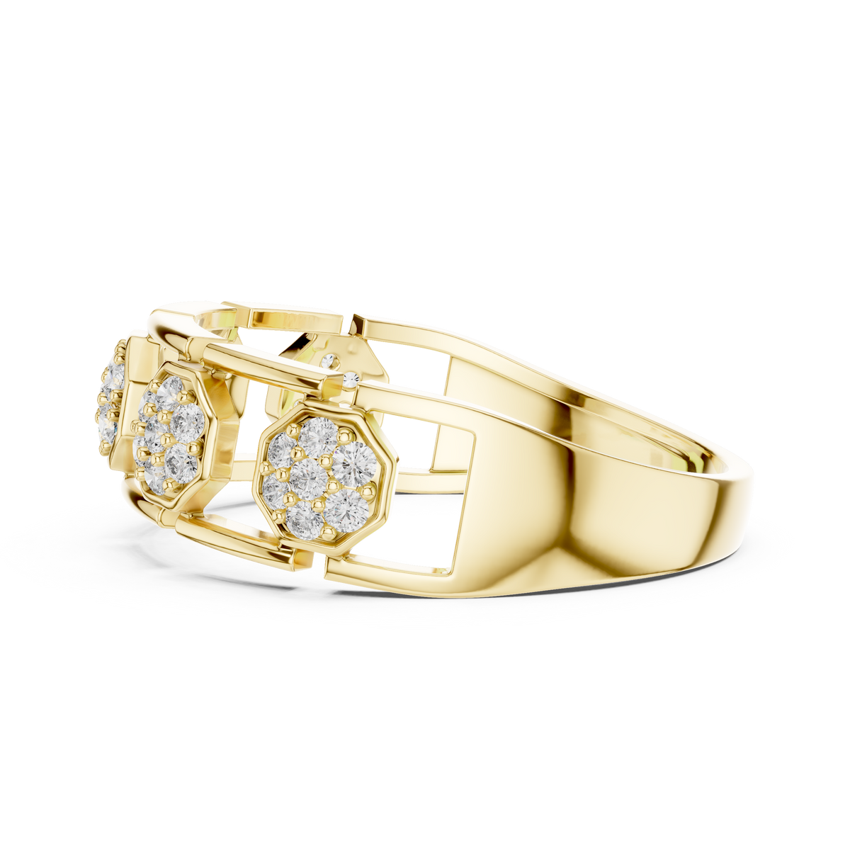 The Imperial Geometric Multi Octagon Pave Openwork Lab Grown Diamond Ring