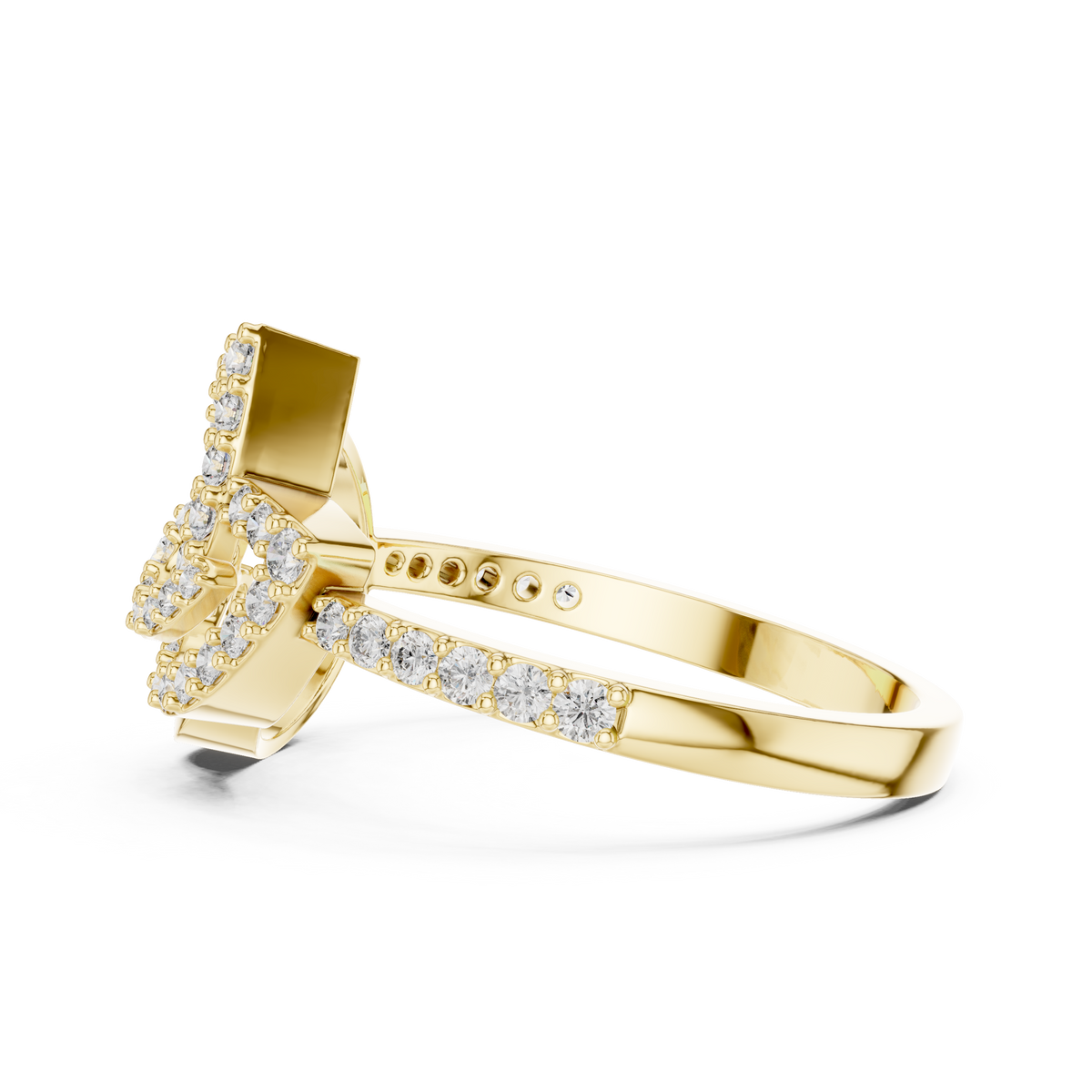 Asymmetric Teardrop & Pave Lab Grown Diamond Cocktail Ring