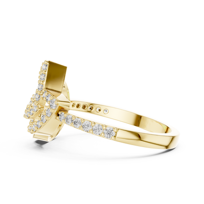 Asymmetric Teardrop & Pave Lab Grown Diamond Cocktail Ring