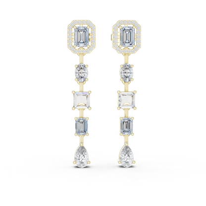 Emerald Halo and Mixed-Cut Lab-Grown Diamond Drop Earrings