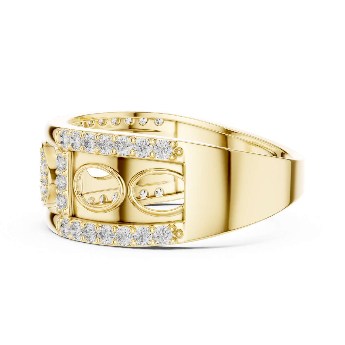 The Imperial Oval Center Pave Openwork Circle Shoulder Lab Grown Diamond Ring