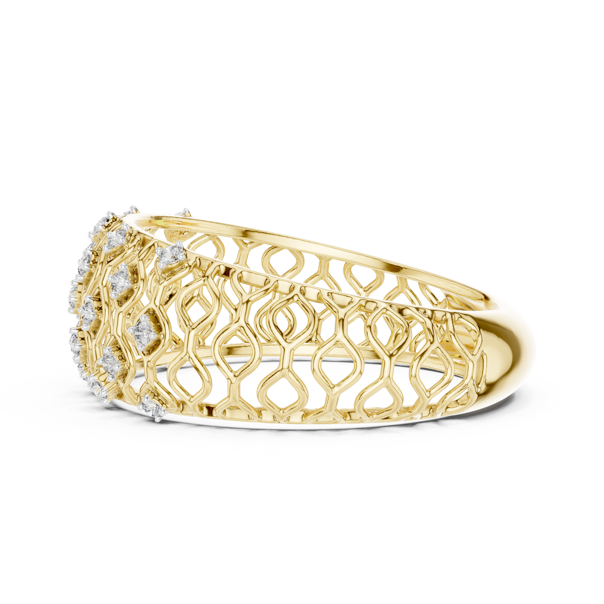 Openwork Lattice Mesh Pave Set Lab Grown Diamond Ring