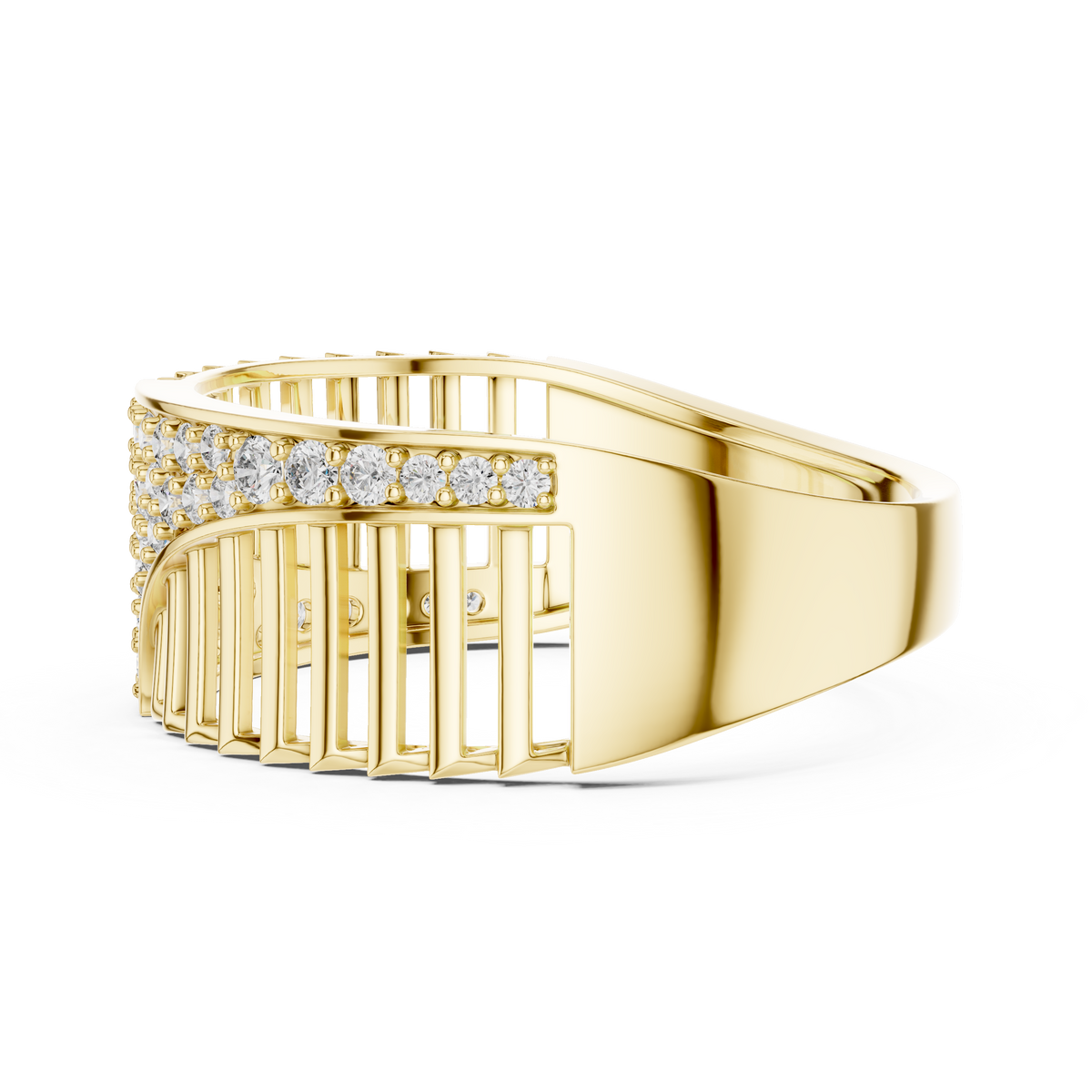 The Imperial Openwork Vertical Grille & Pave Wave Lab Grown Diamond Ring