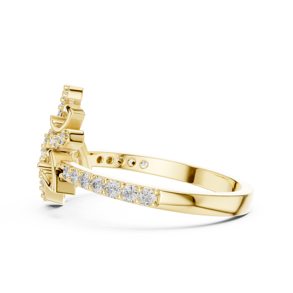 Sculpted Floral Pave Set Lab Grown Diamond Ring