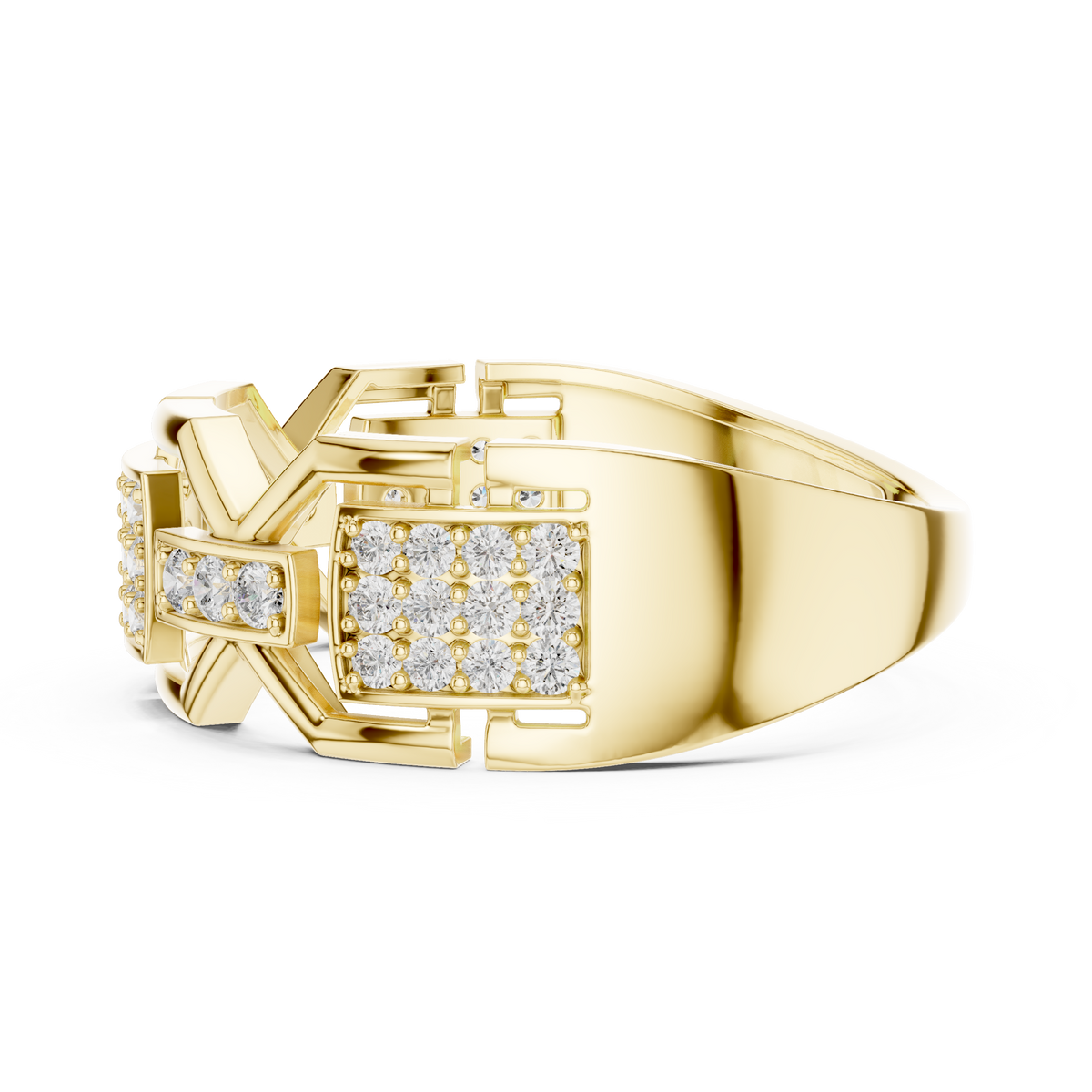 Architectural Geometric Link Pave Station Lab Grown Diamond Ring
