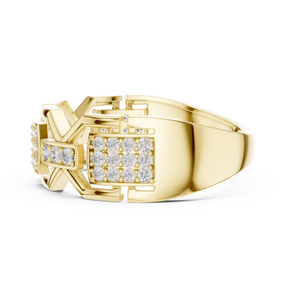 Architectural Geometric Link Pave Station Lab Grown Diamond Ring