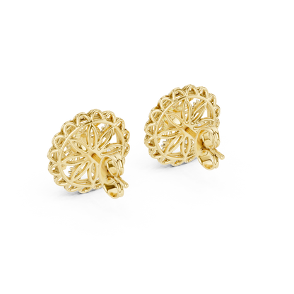 Round Cut Floral Medallion Lab Grown Diamond Earrings