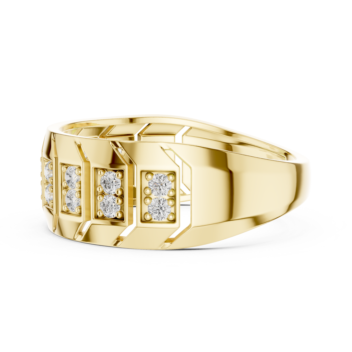 Wide Double Row Pave Diamond Fashion Band Lab Grown Diamond Ring