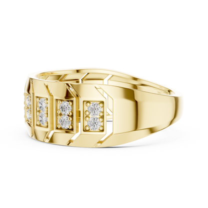 Wide Double Row Pave Diamond Fashion Band Lab Grown Diamond Ring