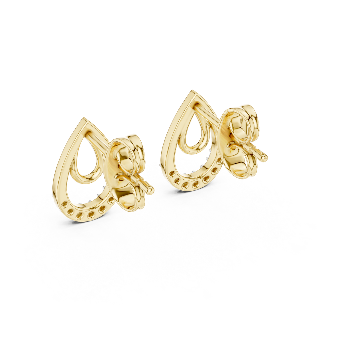 Round Pave Set Teardrop Motif Lab Grown Diamond Earrings