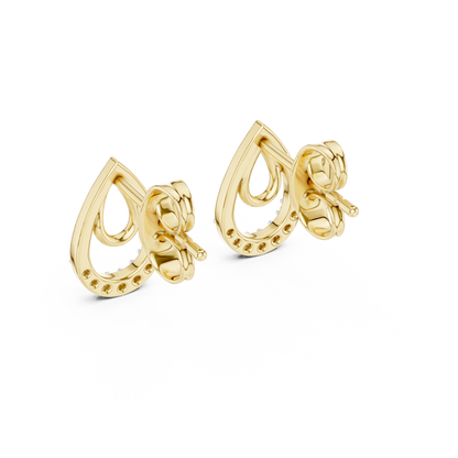 Round Pave Set Teardrop Motif Lab Grown Diamond Earrings