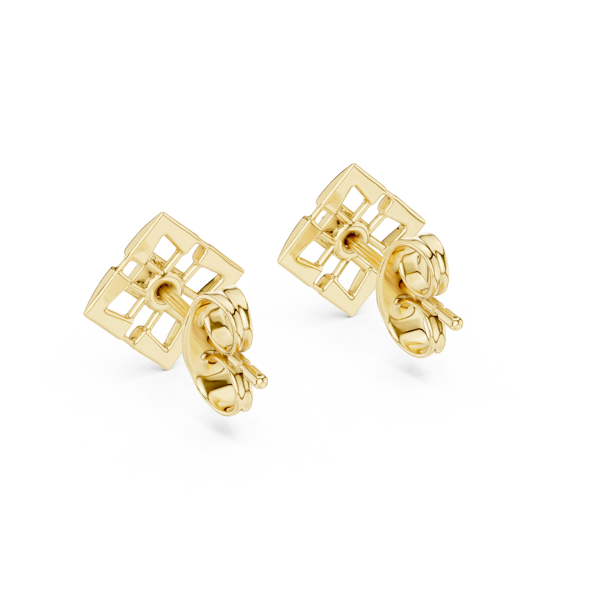 Round Cut Cluster Geometric Diamond Earring