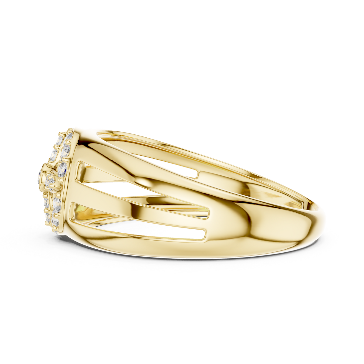Circular Compass Wheel Pave Halo Openwork Lab Grown Diamond Ring