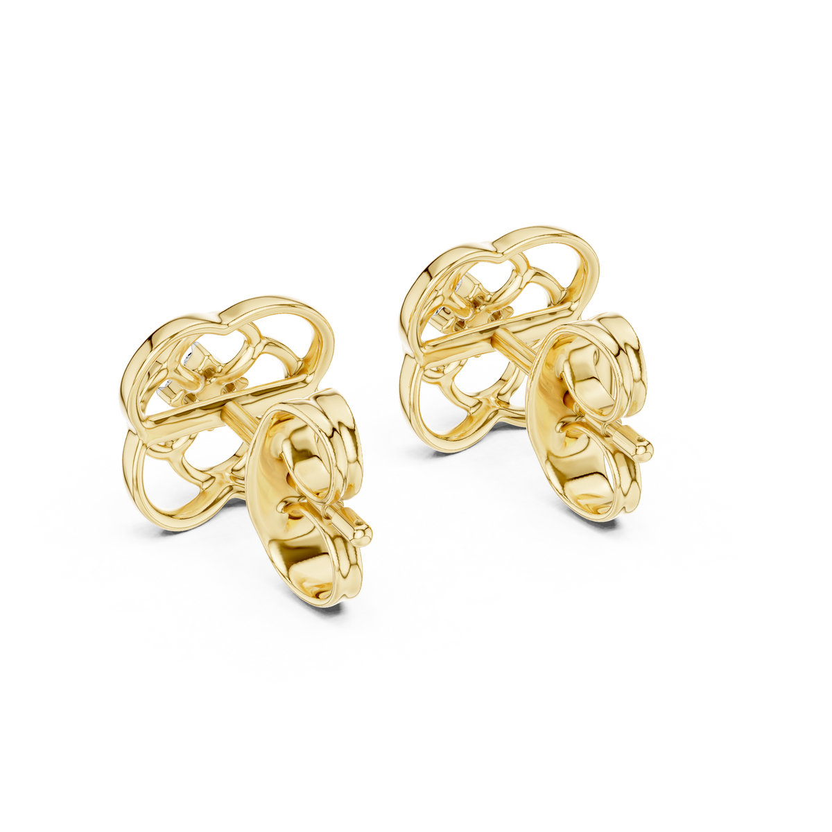 Round Cut Cluster Openwork Clover Lab Grown Diamond Earring