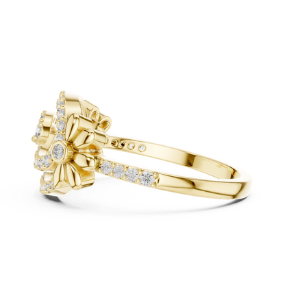 Spiral Swirl Pave Oval Daisy Lab Grown Diamond Ring