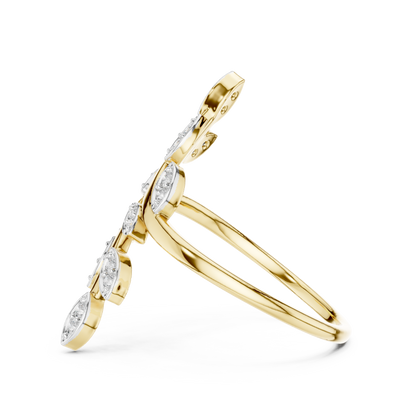 Bypass Botanical Leaf Cluster Lab Grown Diamond Ring