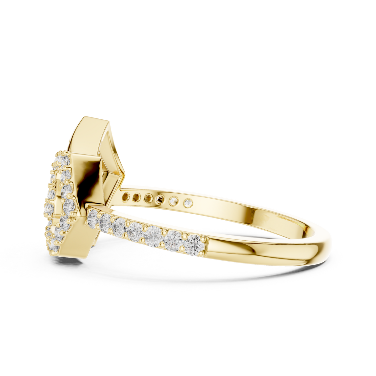 Interlocking Hexagon Pave Spiral Lab Grown Diamond Ring